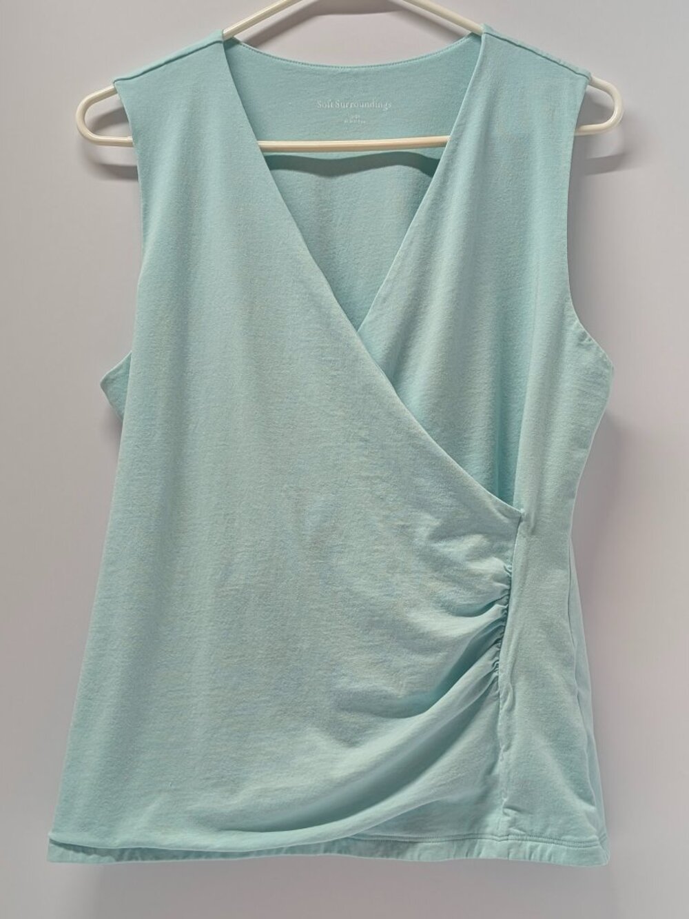 Soft Surroundings “Alyssa Knit Tank” Sleeveless Blouse In Aqua Tint - Picture 3 of 8